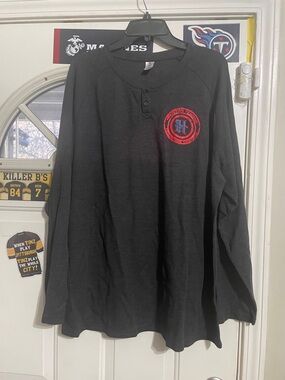 Men's Black Long-Sleeve Henley Shirt with Houston Texans logo